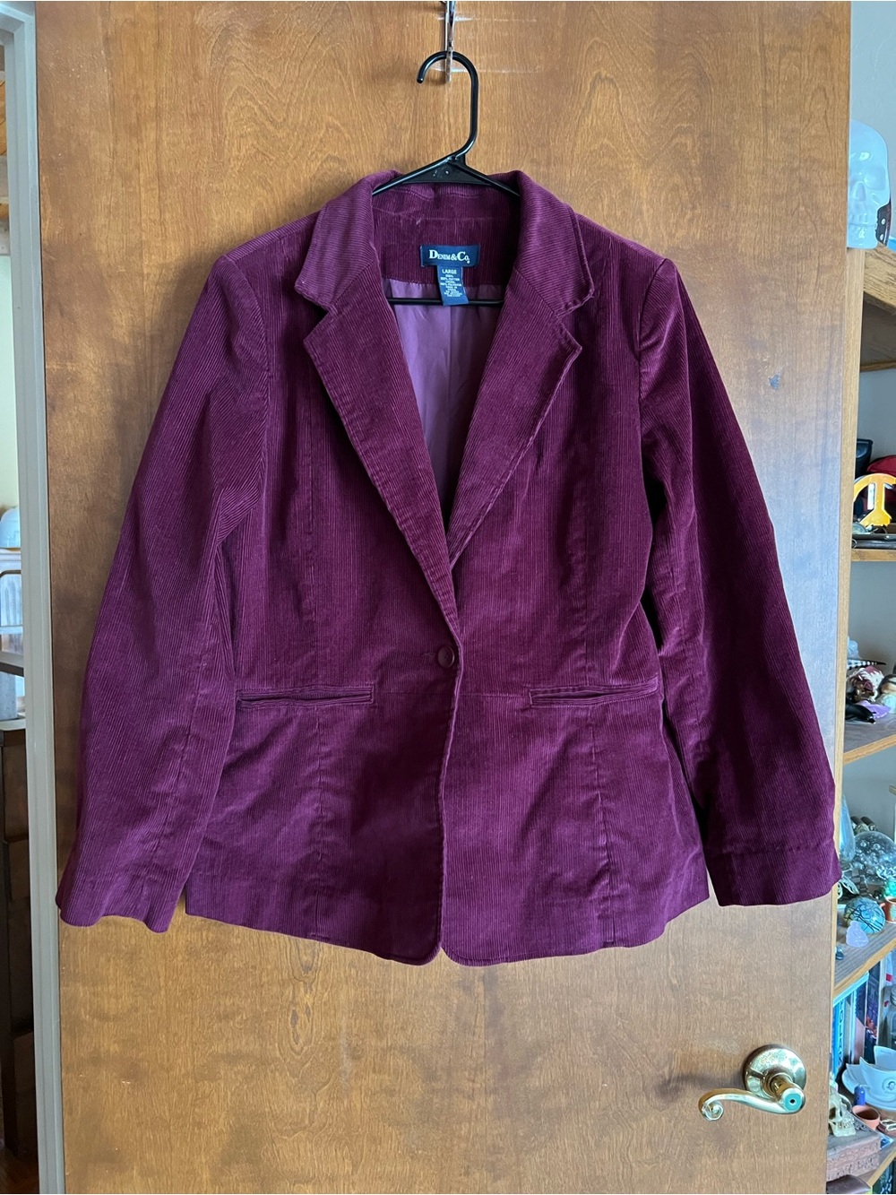 Denim&Co Plum Corduroy Blazer
